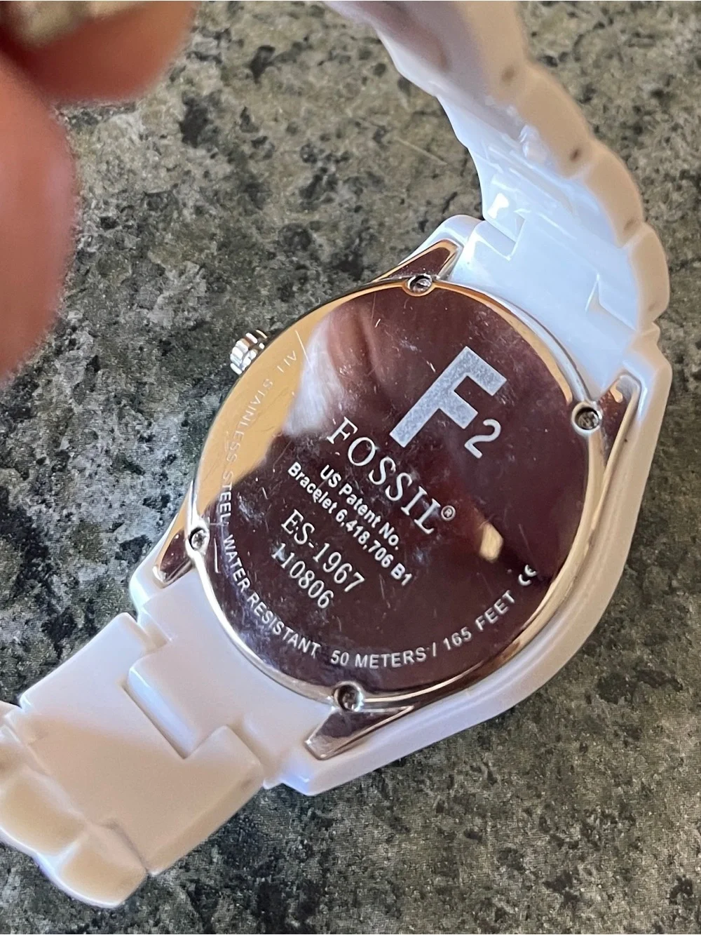 Fossil White Resin Crystal-Bezel Women’s Watch